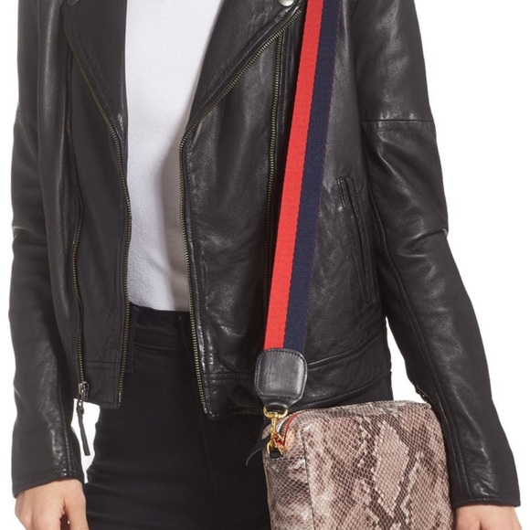 Clare V. Midi Sac Leather Crossbody Bag Authentic in Grey Snakeskin - Picture 2 of 9